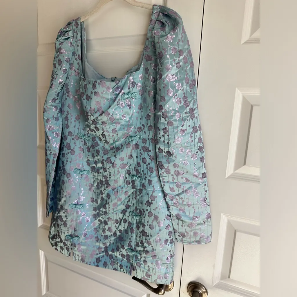 Sau Lee Jen Chinese Jacquard Dress‎ in Blue Size US 10 NWT - Image 5