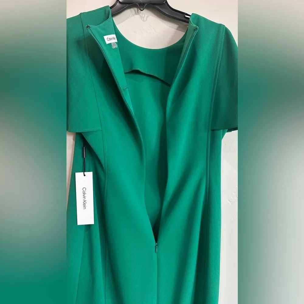 Calvin Klein Scuba Crepe Crew Neck Full Flutter Short Sleeve Sheath Dress 8 NWT - Image 10