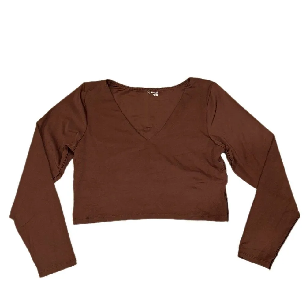 Aerie Offline Real Me V-Neck Crop Long Sleeve XXL - Image 2