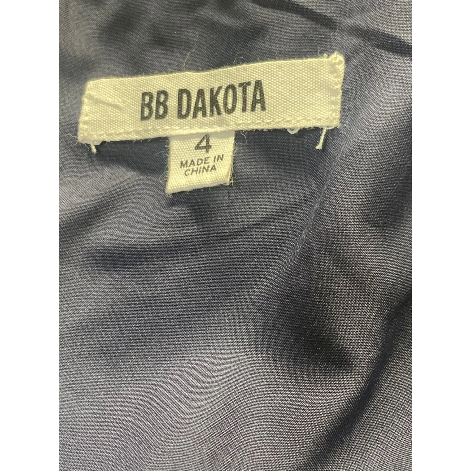 BB Dakota Navy Blue Bell Sleeve Lace Trim Dress Size 4 - Image 3