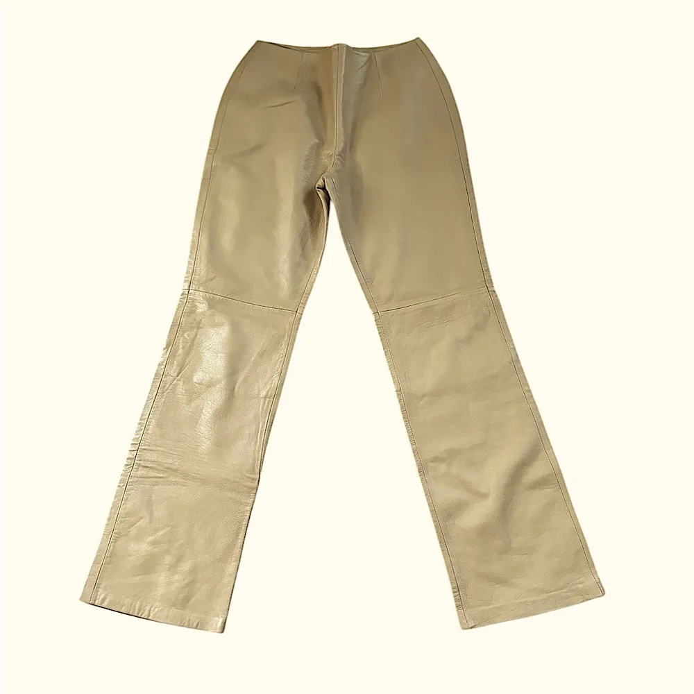 Vintage VTG 80’s Lamb Butter Soft Leather Flare Lined Pant Sz 6X31 Warm Caramel - Image 2