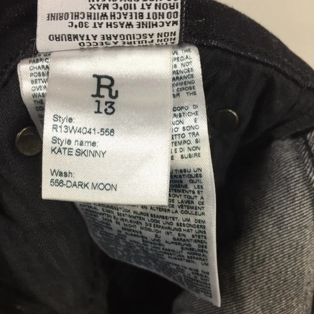 R13 Kate Skinny Jeans Dark Moon Size 25 - Image 5