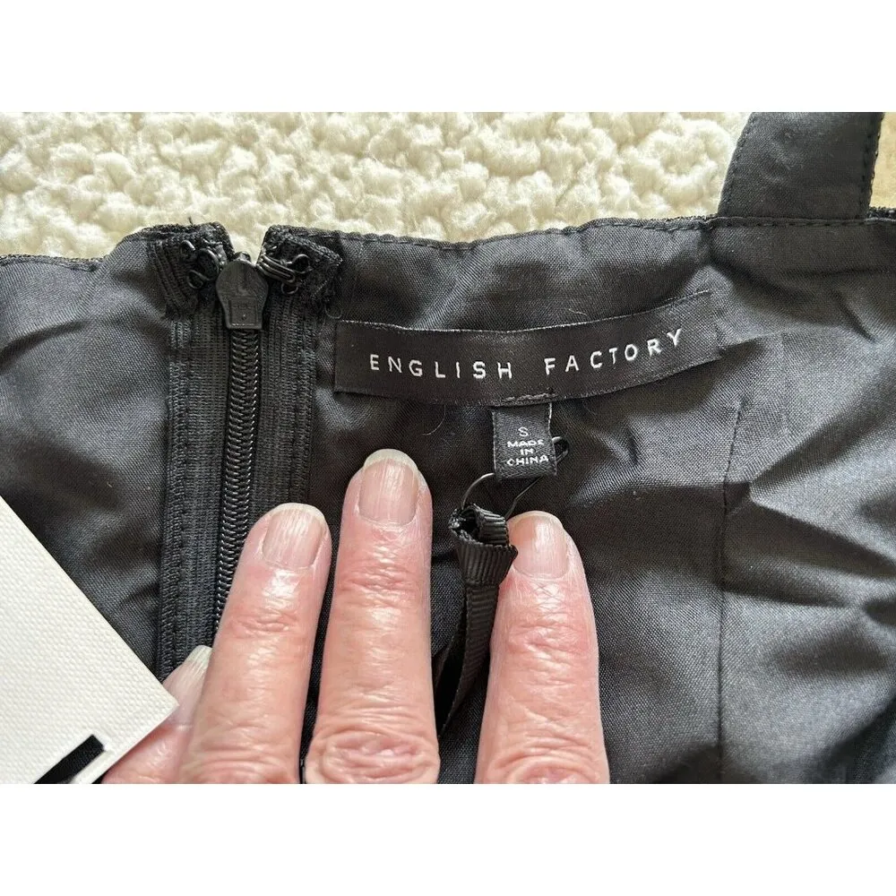 English Factory Women’s Black Sparkle Glitter Empire Tulle & Organza Top Size S - Image 7