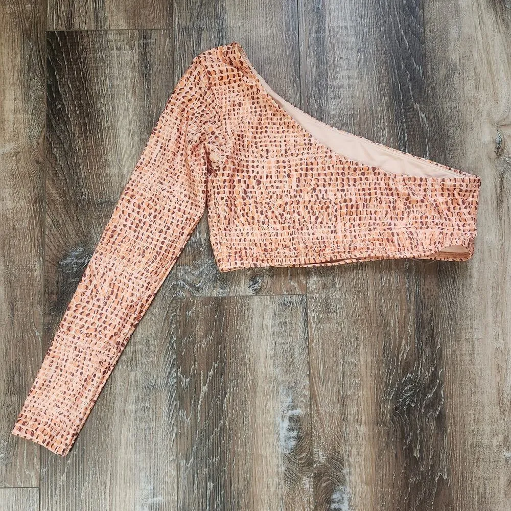 L*Space Cardi Rashguard Top in Wild Bunch Orange Medium One Sleeve - Image 4