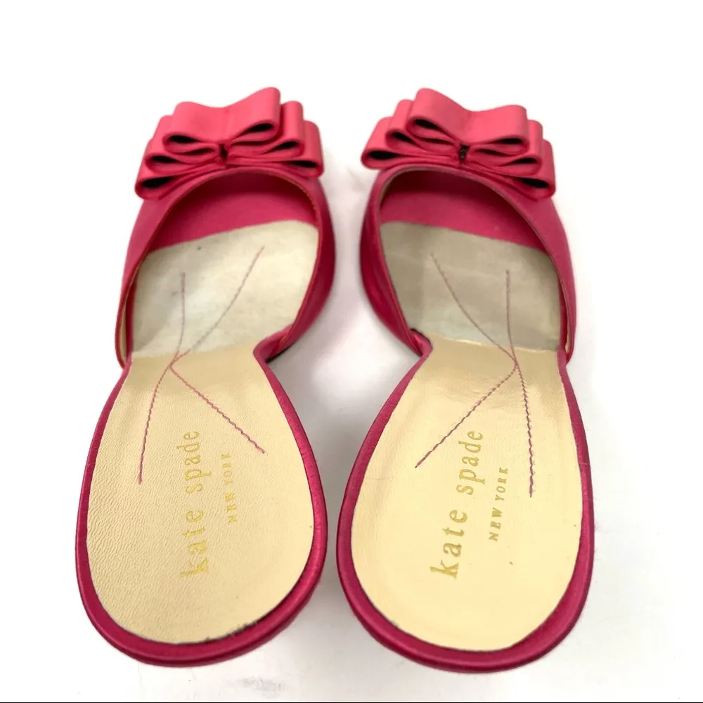 KATE SPADE fuchsia pink satin high heel slides, size 8.5 made in Italy, NWOT - Image 8