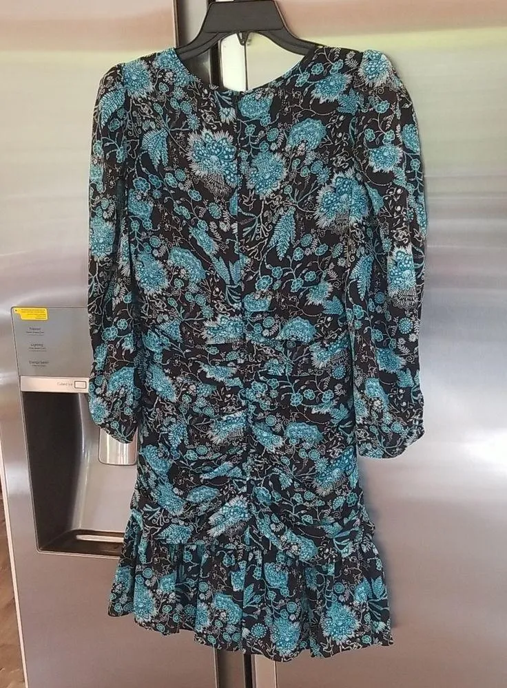💕TANYA TAYLOR💕 Raven Dress ~ Paisley Floral Blue Print 6 NWOT Drop Waist Silk - Image 10