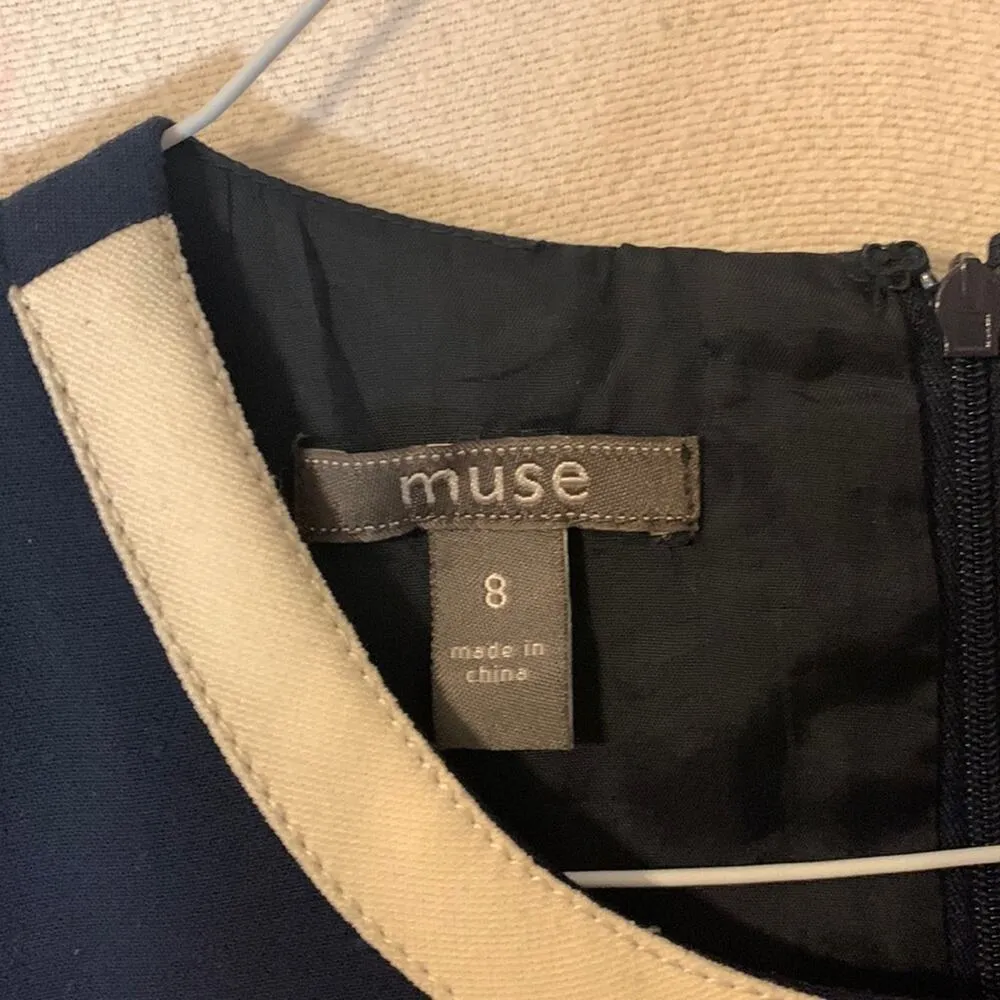 Muse womens 8 medium dress navy business white casual coastal office work Blue - Image 2