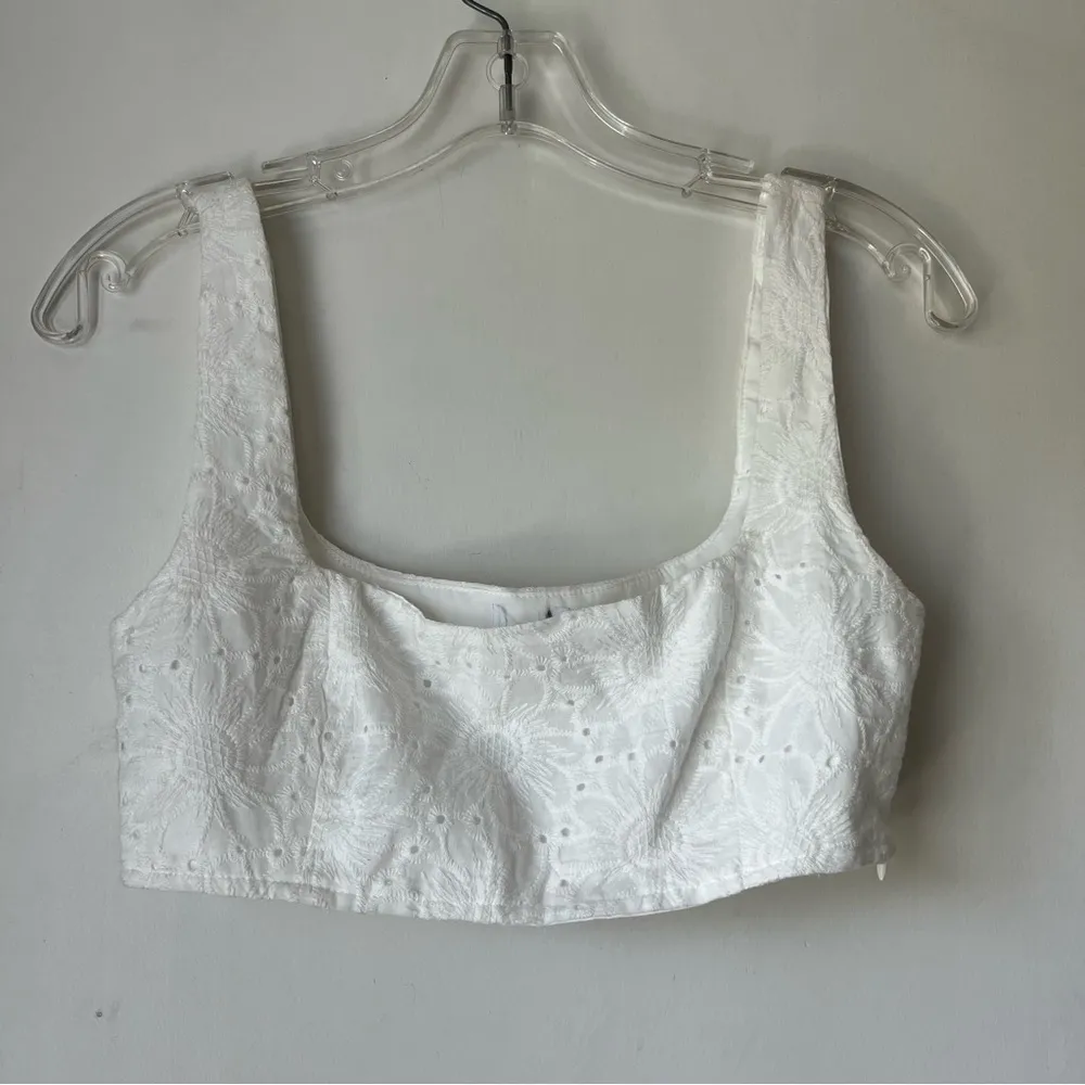 Huxley White Anglaise Floral Eyelet Crop Top 4 - Image 6