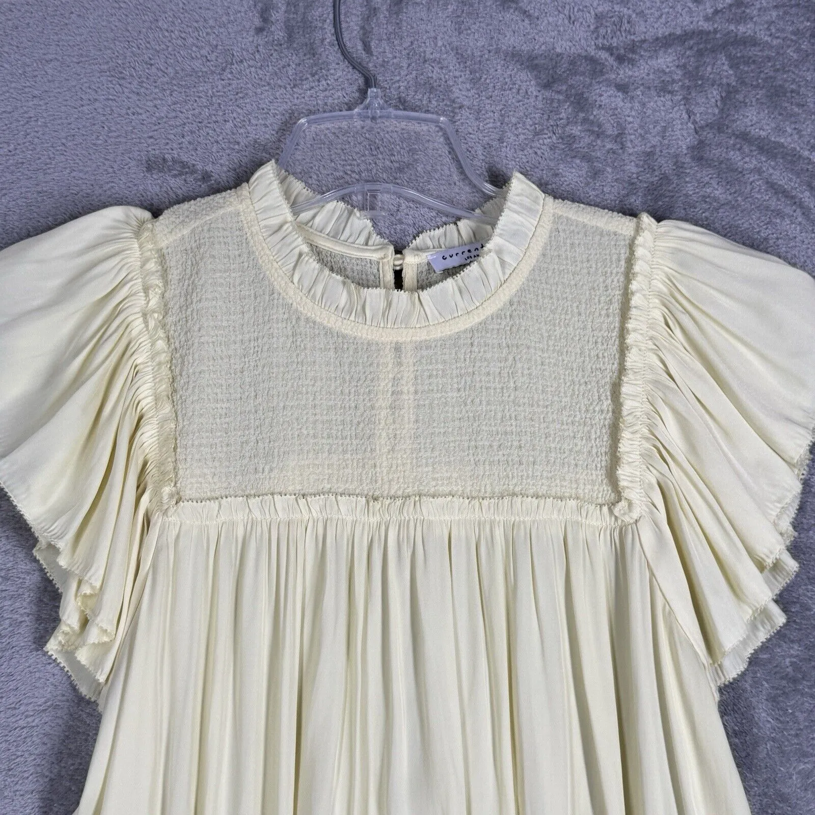 Current Air Shirt‎ Womens Small Yellow Ruffles Feminine Cottage Bohemian Peasant - Image 4