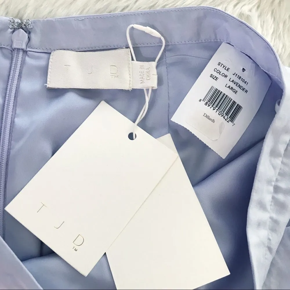 THE JETSET‎ DIARIES Purple Satin Midi Skirt Draped Ruffle Thigh Slit Large New - Image 7