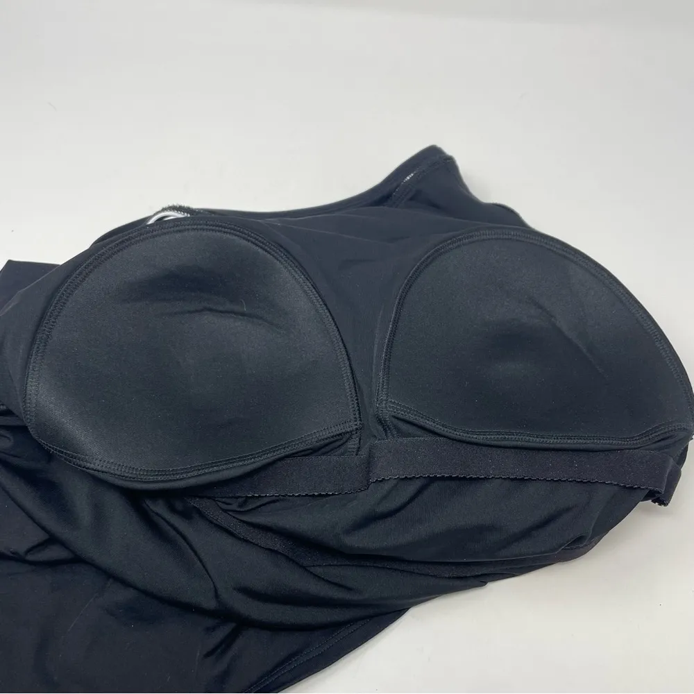 Lands' End NWOT Black and White High Neck One Piece Swim Dress Swimsuit Size 16 - Image 11