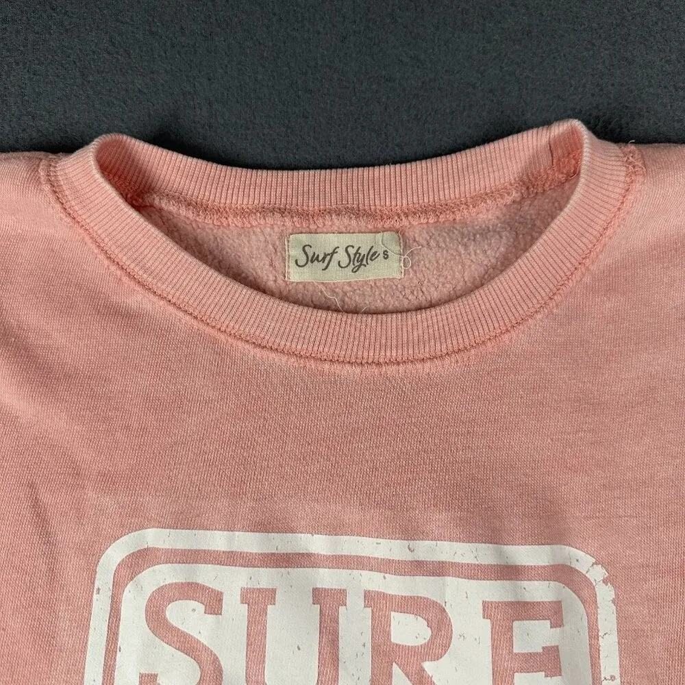 Vintage Surf Style Sweatshirt Womens S Crewneck Rainbow Wave Graphic Pullover - Image 3