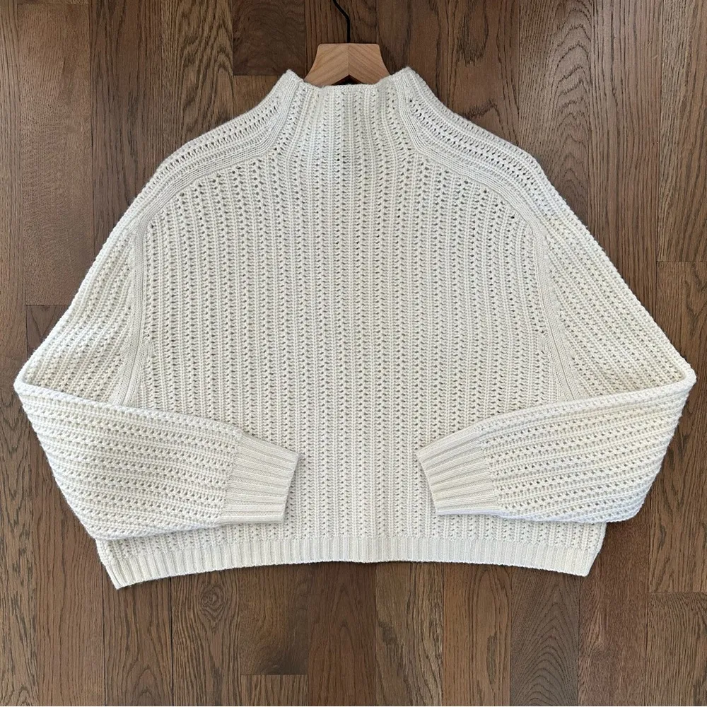 NWT Madewell Pointelle-Stitch Mockneck Sweater in Heather Ivory Size Medium - Image 7