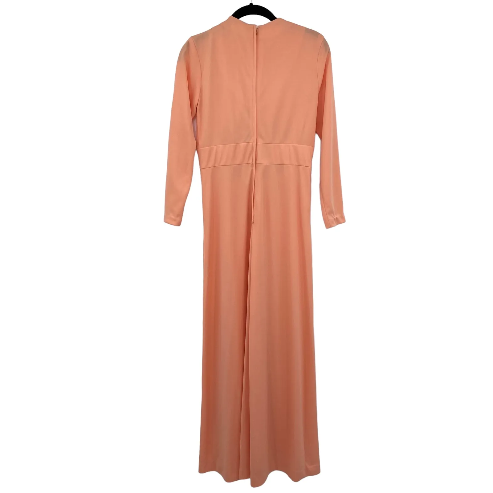 Vintage 60s 70s Maxi Dress Peach Empire Waist Renaissance Womens Size Small - Image 5
