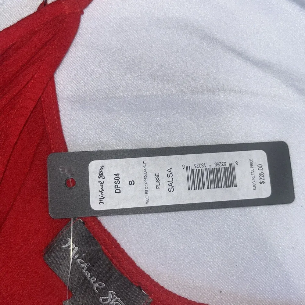 NWT Red Michael Stars Wide Leg Jumpsuit S Small Belted Wrap Front Cropped $228 - Image 7