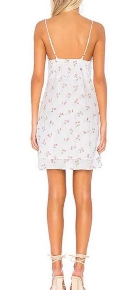 Rails Linen Tie-Front August Sun Dress in White & Red Cherries Print Size Medium - Image 2