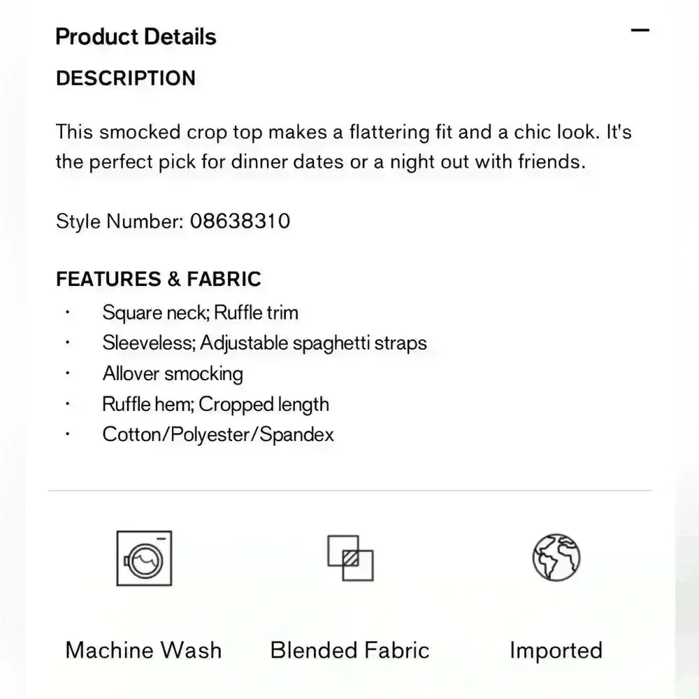 Express White Smocked Cropped Cami - Image 3