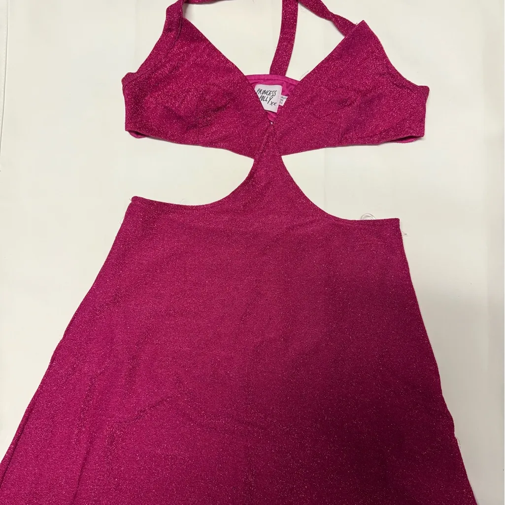 Princess Polly Vibrant Pink Cutout Halter Dress in Size 6 - Image 3