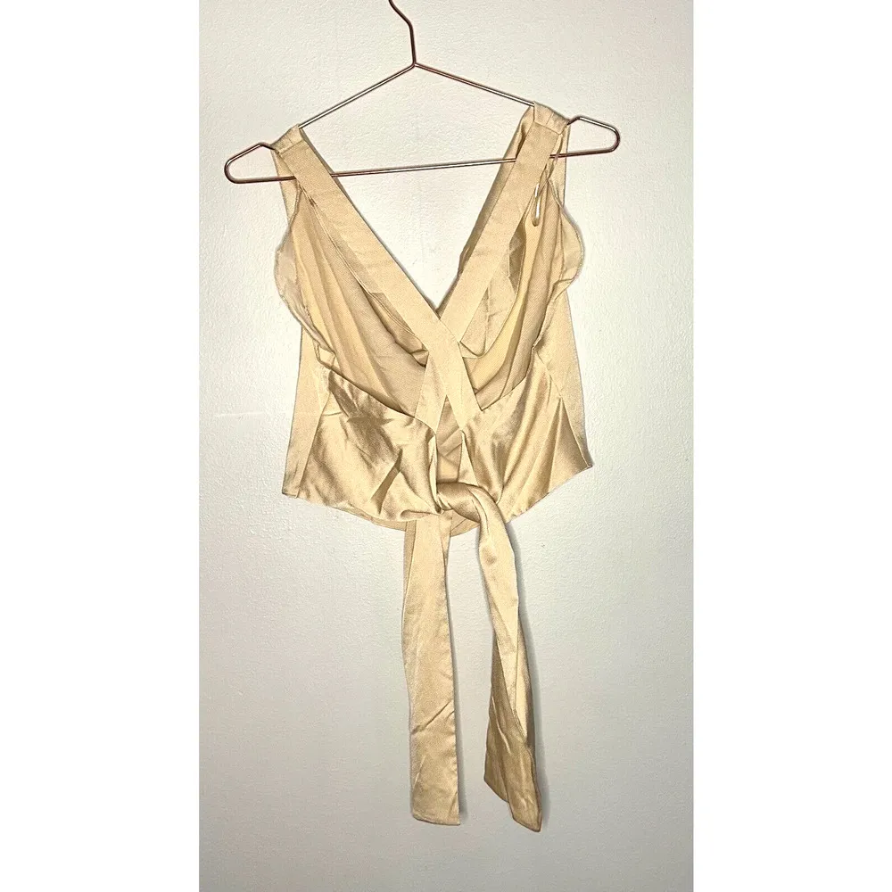 Finders Keepers Gabriella Cami Champagne Color Cross Back Tie Party size Large - Image 5