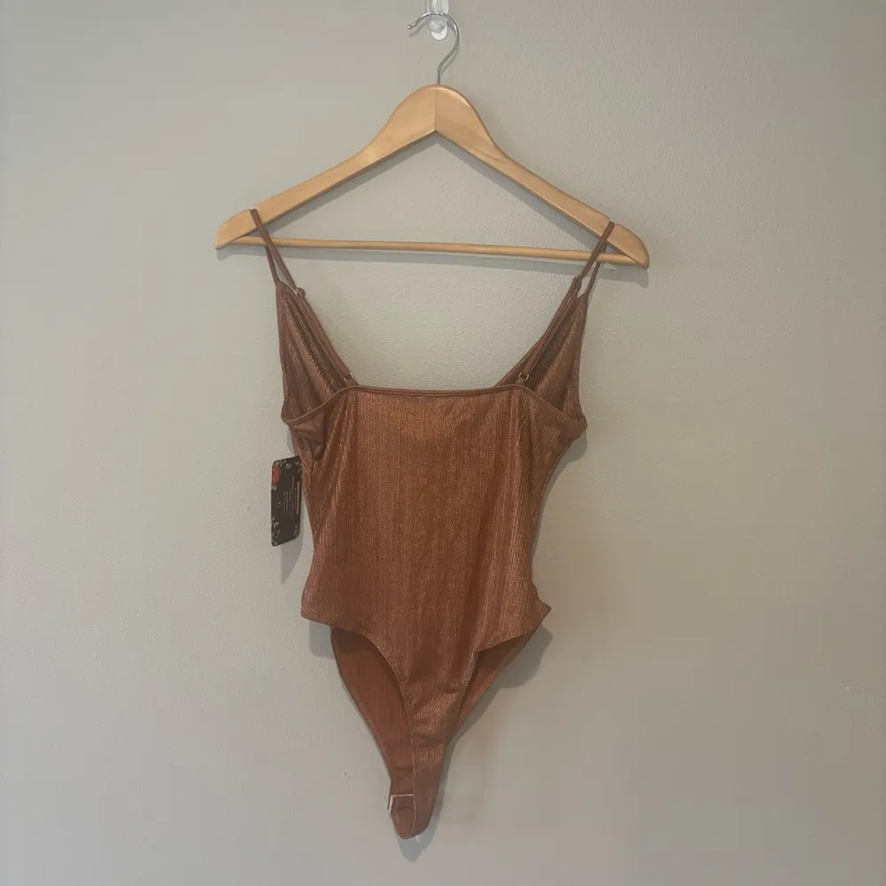 BLASHE Belong Bodysuit in Copper‎ with Adjustable Spaghetti Straps NWT Small Gold - Image 2
