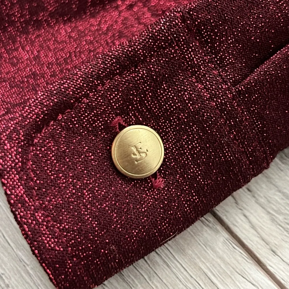 Vintage Escada Sport *flaw 2 Piece Metallic Shimmer Blouse Set | Red | 42/L Size L - Image 4