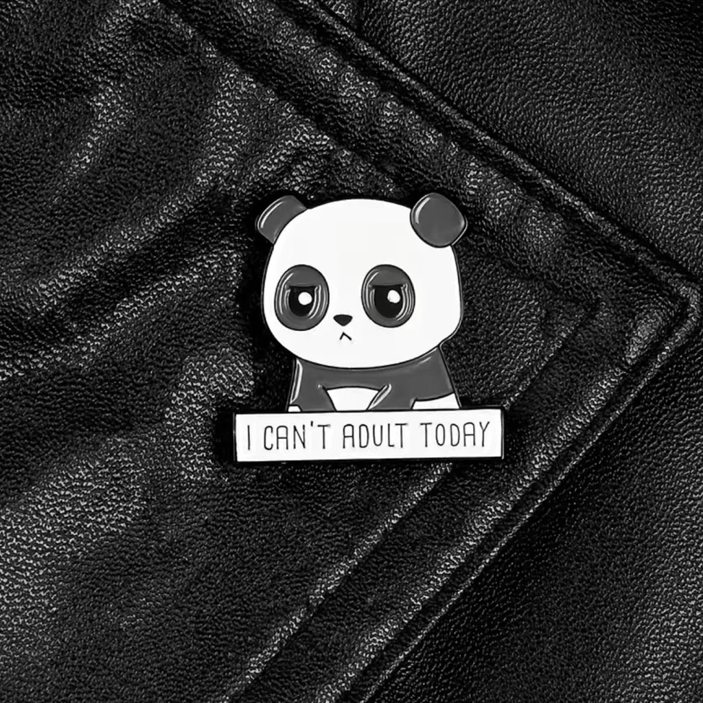 Panda I‎ Can’t Adult Today Brooch Pin Enamel Black/White Black - Image 5