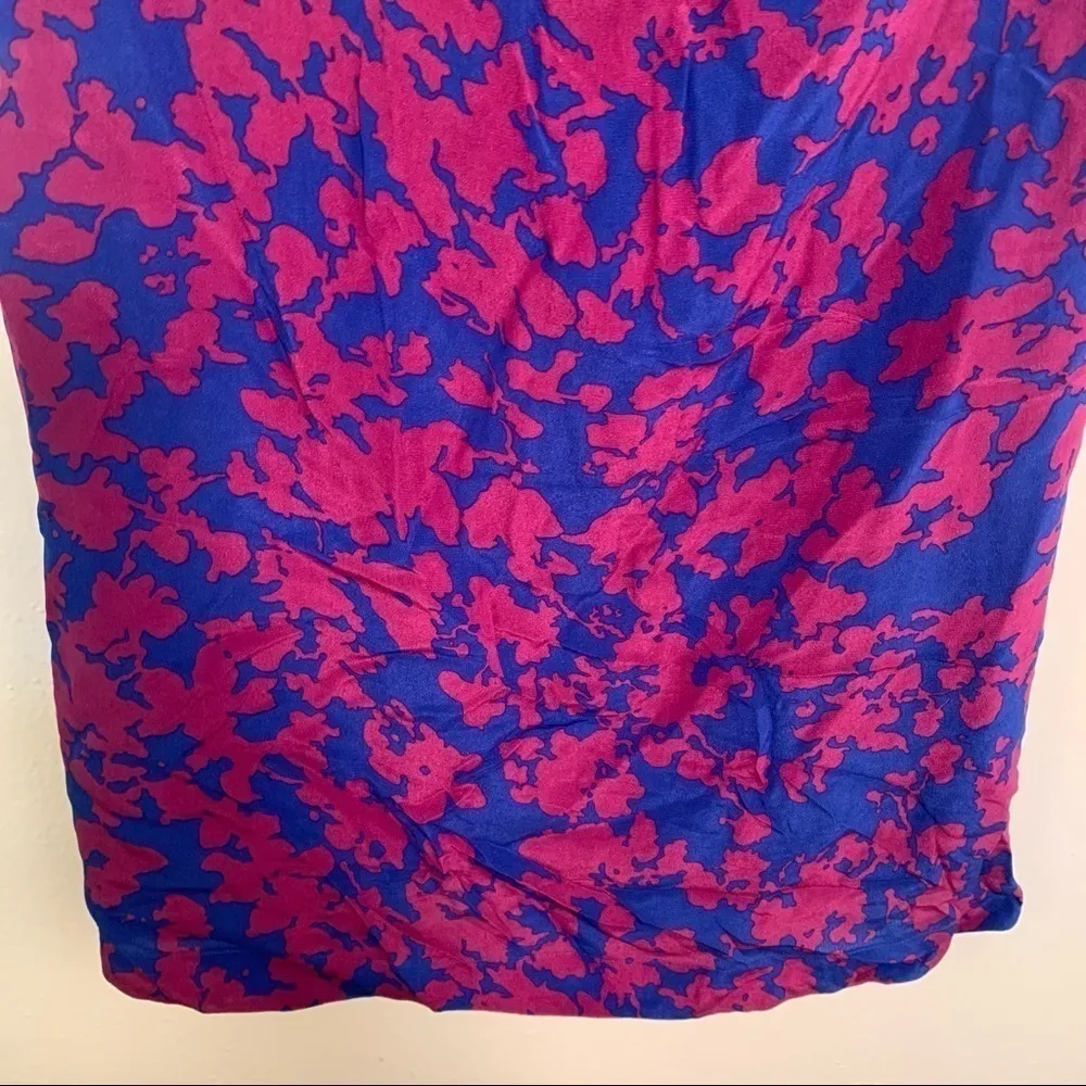 Pippa Shell Blouse Blue Pink Geometric Floral Silk Size 0 - Image 5