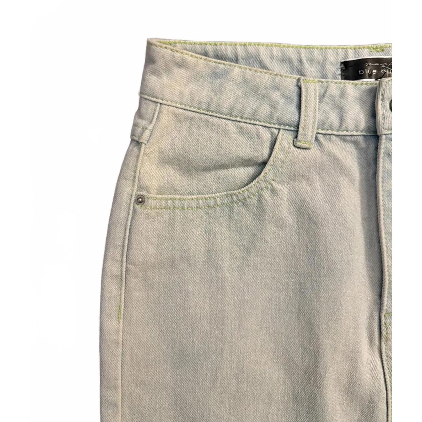 Blue Blush by Figleaf Boutique Denim Jean Skirt Small Faded Light Blue Mini - Image 3