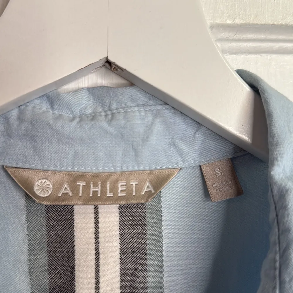 ATHLETA Button Down Shirt Marinwood Stripe Merry Peri W1707 Sz S - Image 5