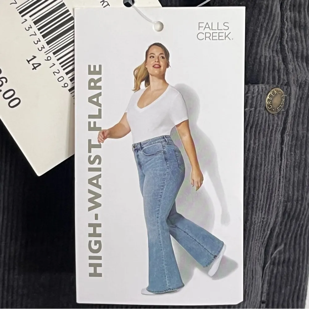 NWT Women’s Falls Creek‎ High Rise Flare Corduroy Pants Size 14 Black - Image 3
