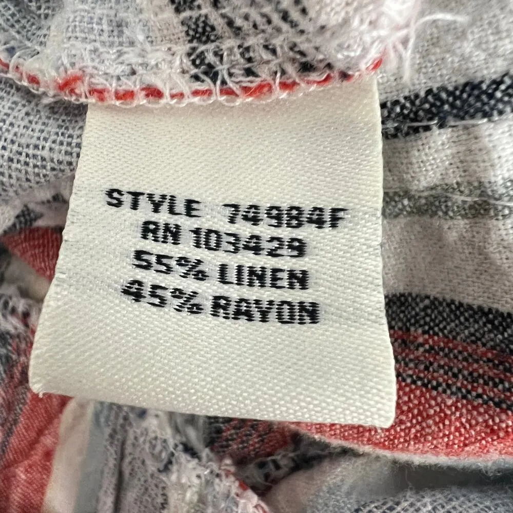 Cj Banks Linen Blend Striped Capri Women's Pull On Beach Pants Size Small Blue - Image 8