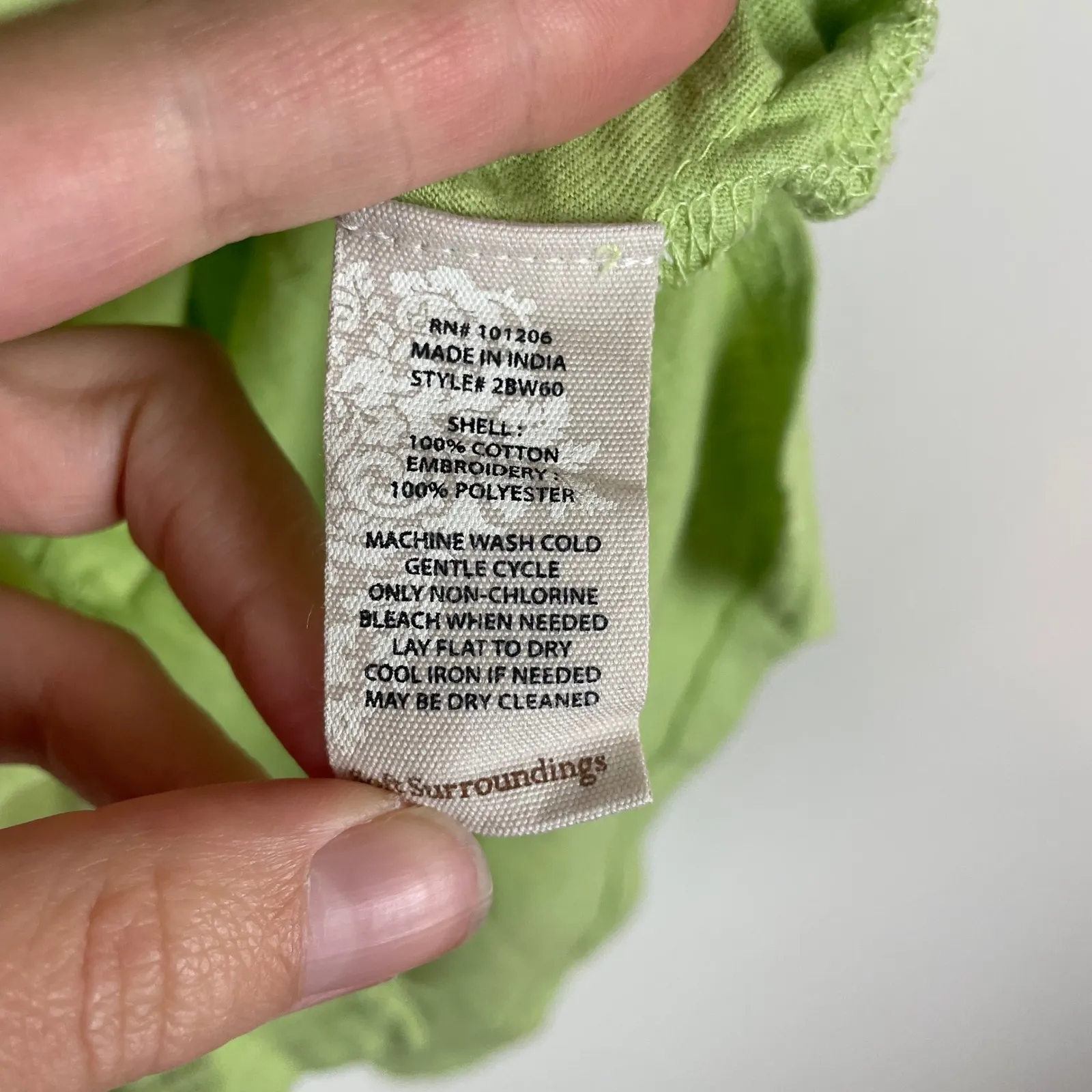 Soft Surroundings‎ Embroidered Cotton Shirt Tunic Green Women's Small Bohemian - Image 8