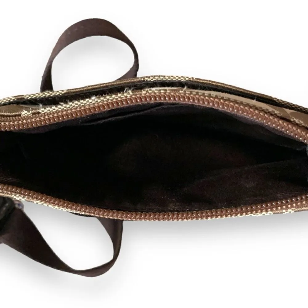 Coach Signature Stripe Tan Brown Crossbody Swingpack Shoulder Bag Casual Purse - Image 13