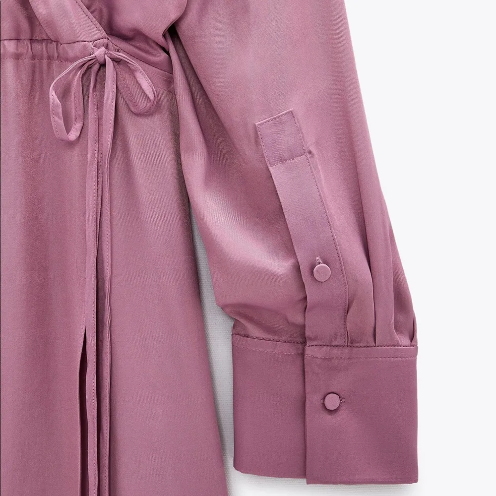 Zara SATIN EFFECT WRAP MIDI V-NECK DRESS Size XS NEW - Image 13