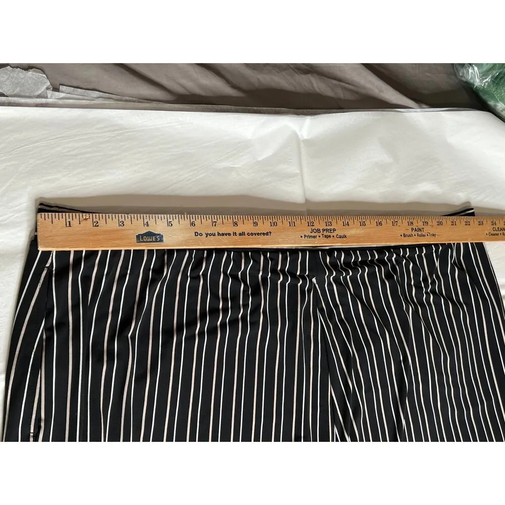 Susan Graver womens size 3X pants black/white stripe wide leg high rise pull-on - Image 4