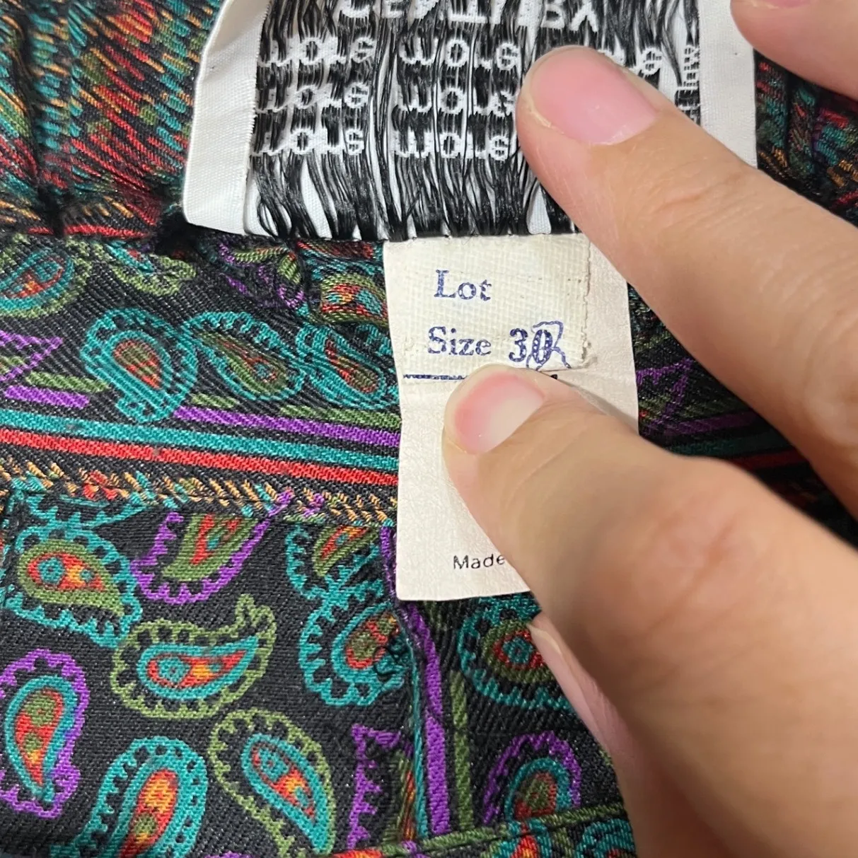 Vintage More Century Paisley Print Midi Skirt Pleated Bohemian Style Green Size L - Image 5