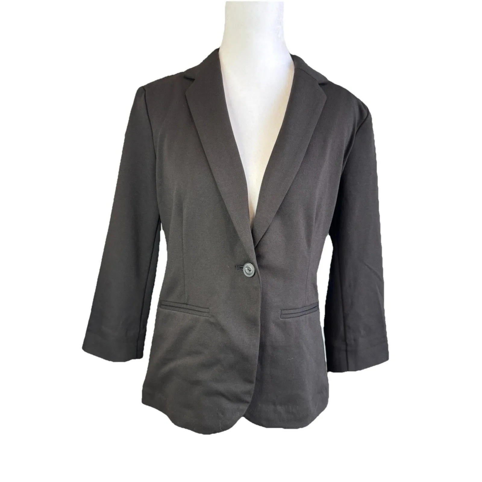 LC Lauren Conrad Fitted Blazer Size XS Black Business Casual 3/4 Sleeves Button - Image 2