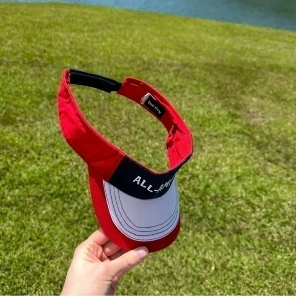 Unisex Red and white visor american cap / hat - Image 4