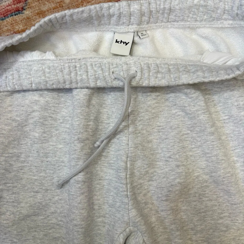 Khy by Kylie Jenner Fleece Straight Leg Pant Light Heather Gray Sweatpants XL - Image 5