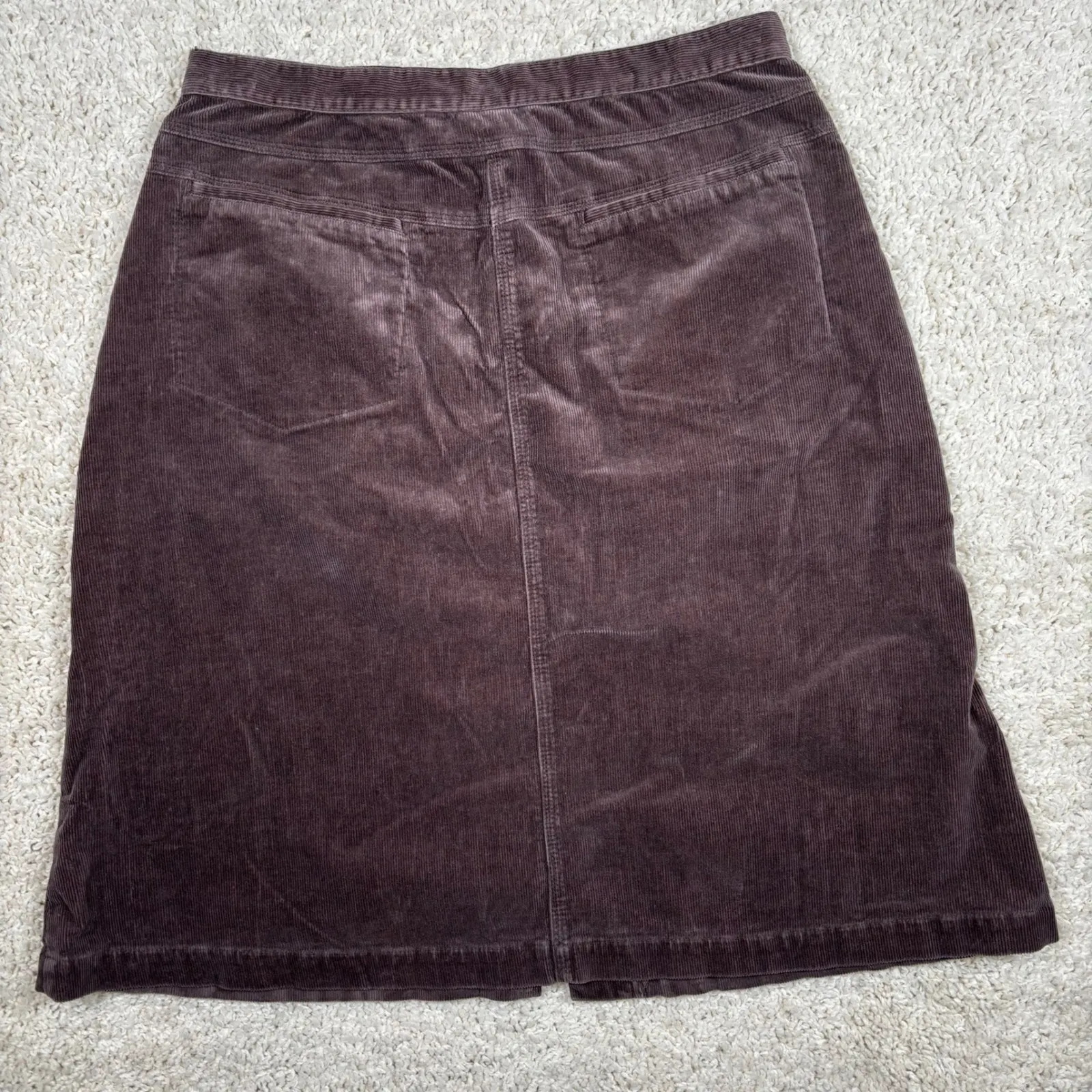 Poetry Corduroy A-Line Midi Skirt Brown Button Front Pockets Women's Size - Image 7