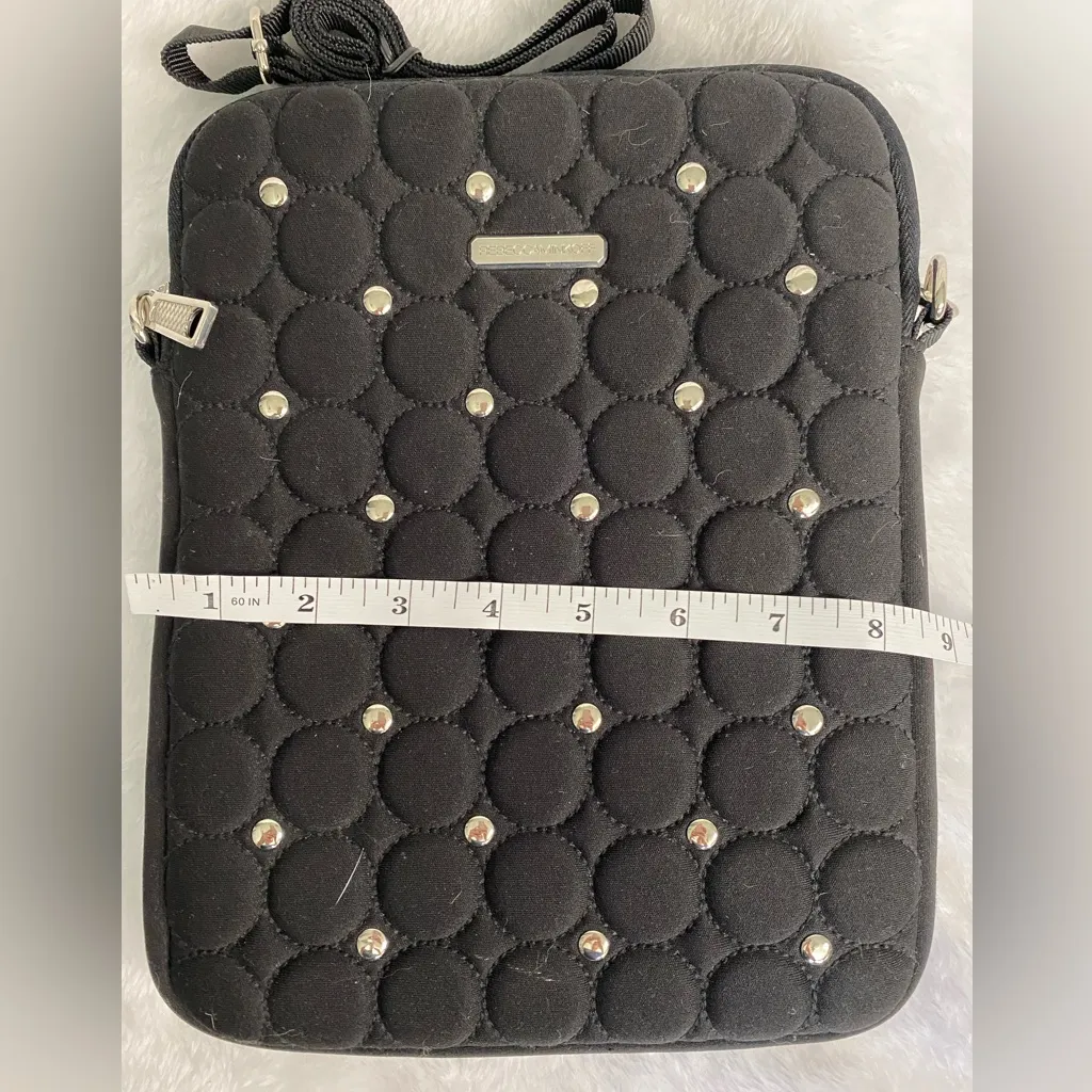 Rebecca Minkoff Black Quilted Studded Neoprene iPad Tablet Crossbody Bag - Image 6