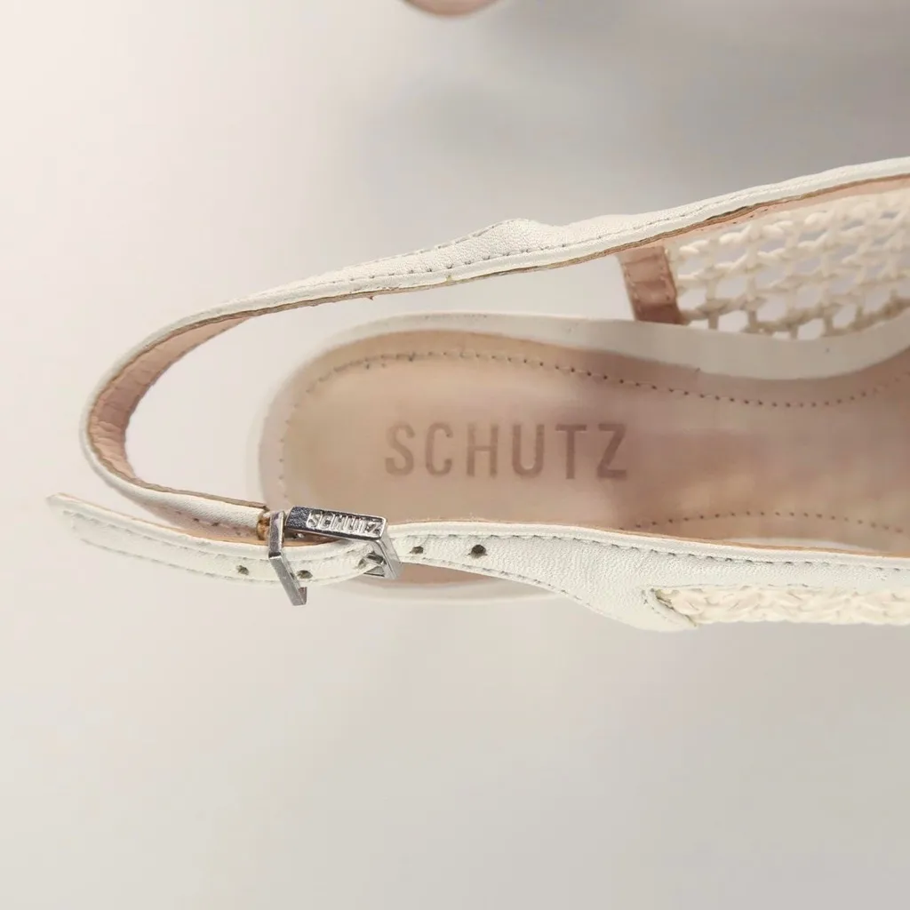 Schutz Mica leather mesh pointed toe slingback heels - Image 2