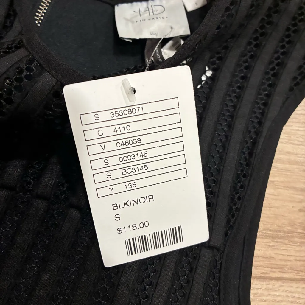 NWT HD in Paris x Anthropologie Mesh Sleeveless Peplum Striped Top Size S - Image 7