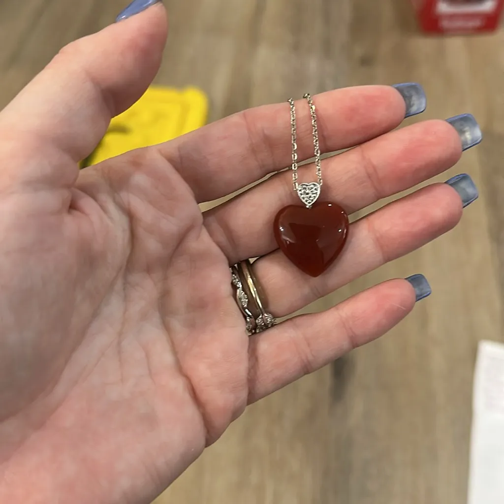 Women’s double heart necklace with top heart of diamonds - Image 2