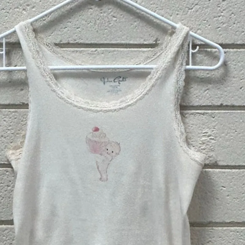 Brandy Melville John Galt Angel Cupcake Lace Trimmed Tank Top one size - Image 7