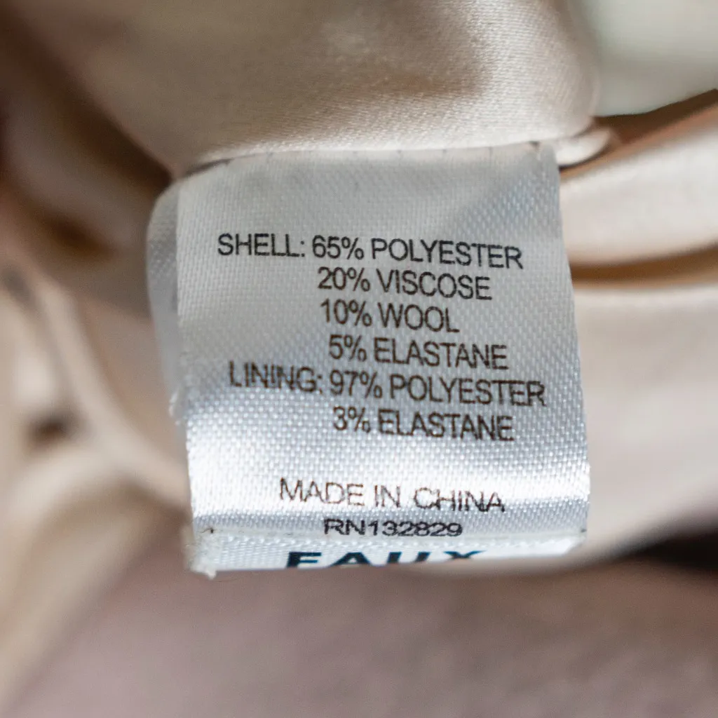 Majorelle Milford Wool Blend Faux Fur Trim Belted Pea Coat Jacket Tan Almond XXS - Image 3