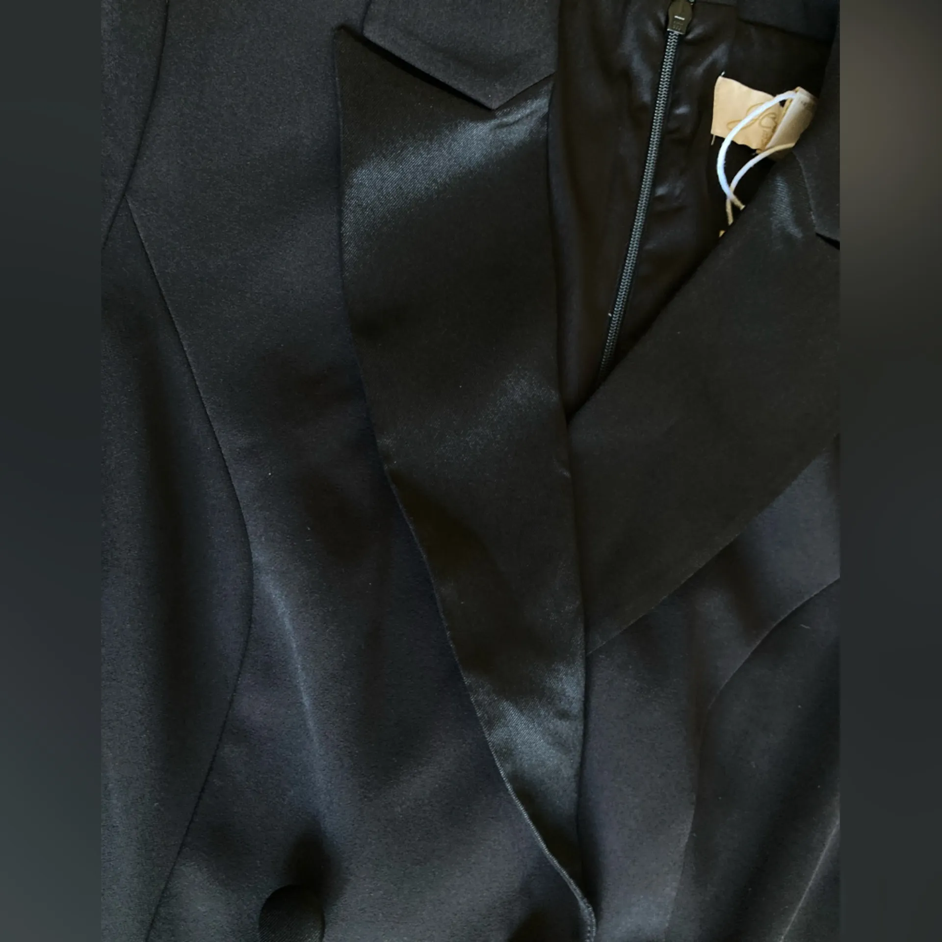 JouJou by Badgley Mischka Black Tuxedo Blazer Romper Size 10 Rhinestone Trim - Image 6