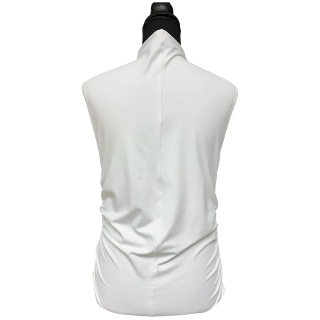 Jason Wu White Sleeveless Mock Neck Ruched Top Size Medium EUC Basic White Cowl - Image 6