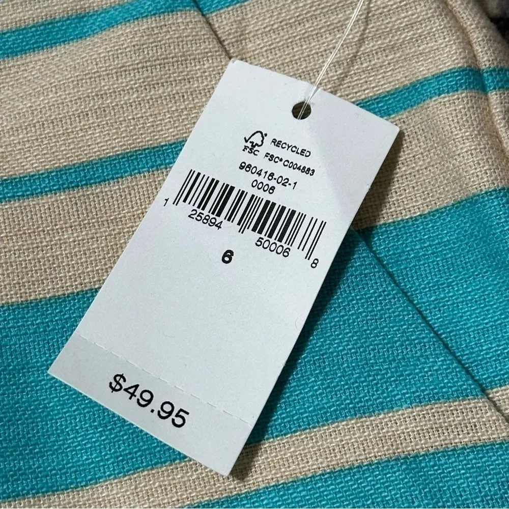 Gap NWT Women’s Size 6 Aqua Blue Cream Striped Zip Up Cotton Short Shorts - Image 4