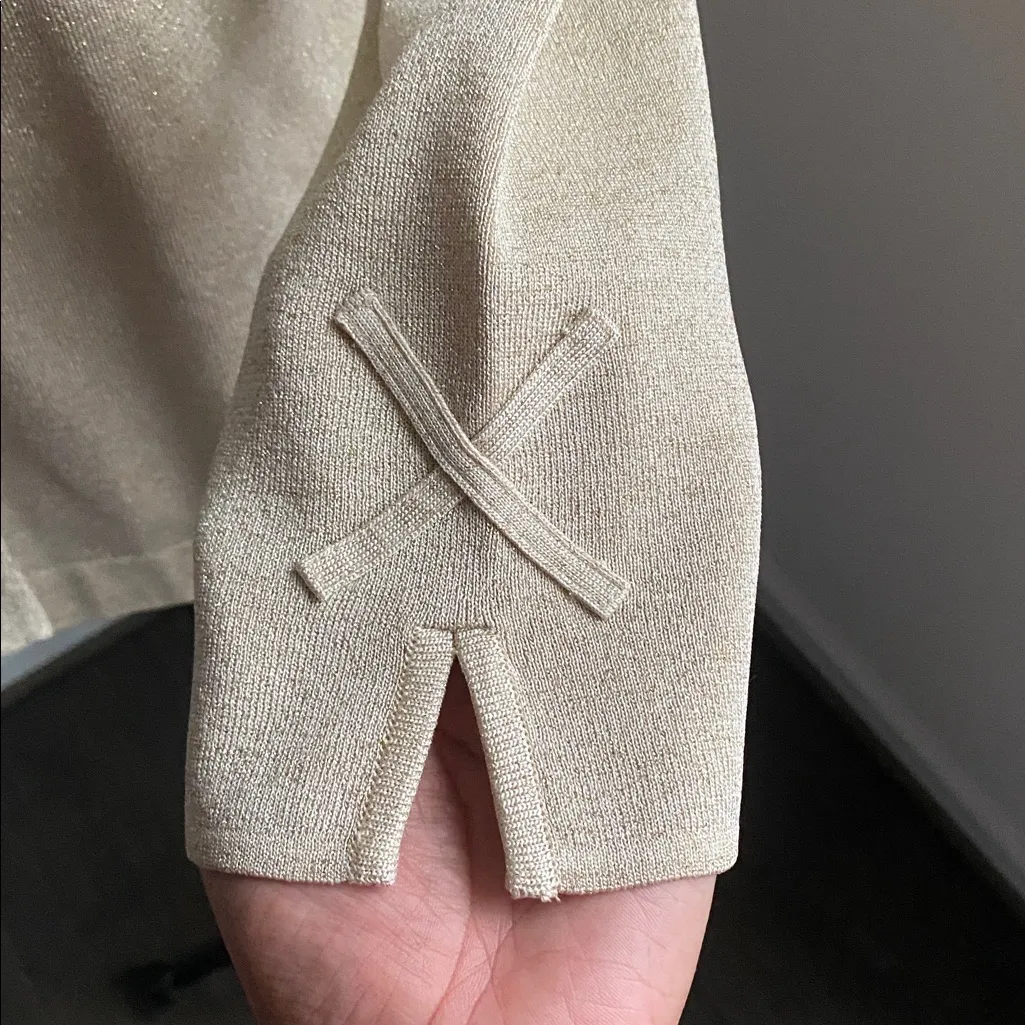 MISOOK Open-Front Cardigan Womens Sz Large Gold Champagne Metallic - Image 4